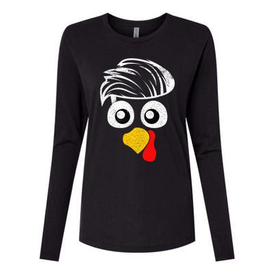 Funny Handsom Turkey Face, Hairstyle for Thanksgiving party Womens Cotton Relaxed Long Sleeve T-Shirt