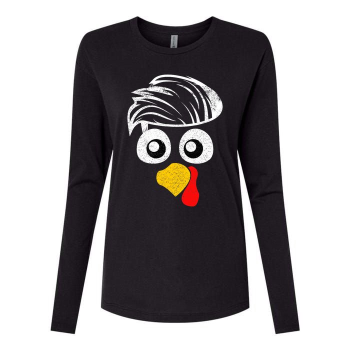 Funny Handsom Turkey Face, Hairstyle for Thanksgiving party Womens Cotton Relaxed Long Sleeve T-Shirt