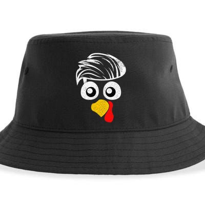 Funny Handsom Turkey Face, Hairstyle for Thanksgiving party Sustainable Bucket Hat