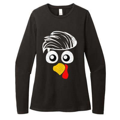 Funny Handsom Turkey Face, Hairstyle for Thanksgiving party Womens CVC Long Sleeve Shirt