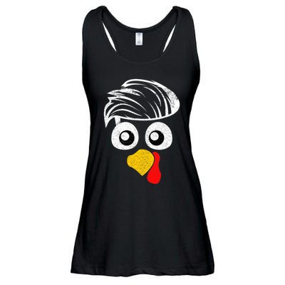 Funny Handsom Turkey Face, Hairstyle for Thanksgiving party Ladies Essential Flowy Tank