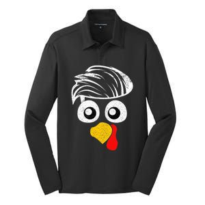 Funny Handsom Turkey Face, Hairstyle for Thanksgiving party Silk Touch Performance Long Sleeve Polo