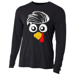 Funny Handsom Turkey Face, Hairstyle for Thanksgiving party Cooling Performance Long Sleeve Crew