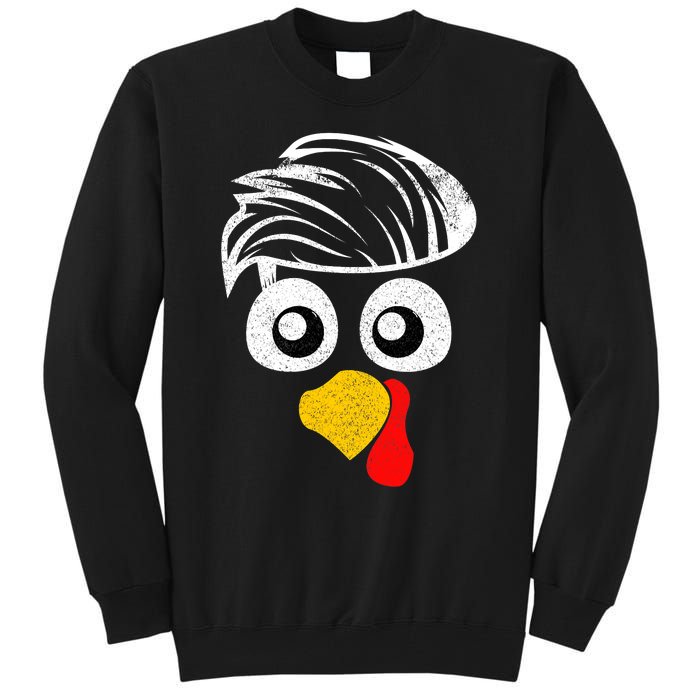 Funny Handsom Turkey Face, Hairstyle for Thanksgiving party Tall Sweatshirt