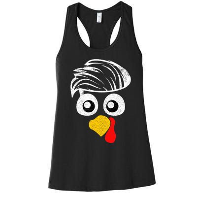 Funny Handsom Turkey Face, Hairstyle for Thanksgiving party Women's Racerback Tank