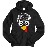 Funny Handsom Turkey Face, Hairstyle for Thanksgiving party Tie Dye Hoodie