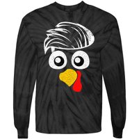 Funny Handsom Turkey Face, Hairstyle for Thanksgiving party Tie-Dye Long Sleeve Shirt