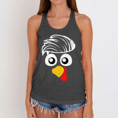 Funny Handsom Turkey Face, Hairstyle for Thanksgiving party Women's Knotted Racerback Tank