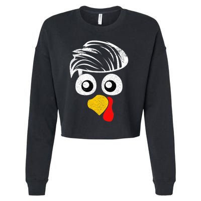 Funny Handsom Turkey Face, Hairstyle for Thanksgiving party Cropped Pullover Crew