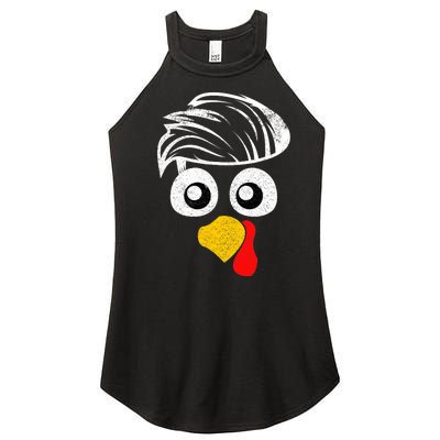 Funny Handsom Turkey Face, Hairstyle for Thanksgiving party Women's Perfect Tri Rocker Tank