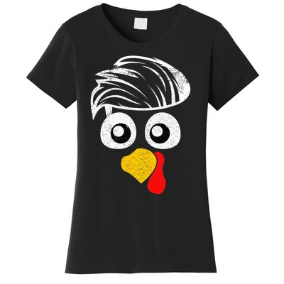 Funny Handsom Turkey Face, Hairstyle for Thanksgiving party Women's T-Shirt