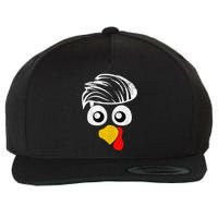 Funny Handsom Turkey Face, Hairstyle for Thanksgiving party Wool Snapback Cap
