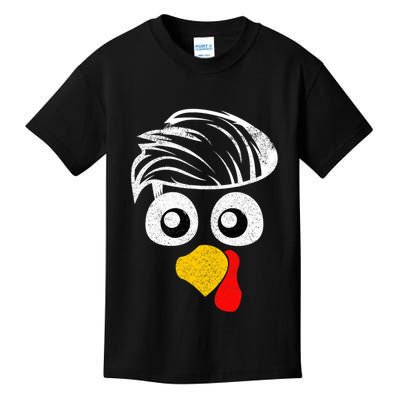 Funny Handsom Turkey Face, Hairstyle for Thanksgiving party Kids T-Shirt