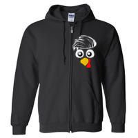 Funny Handsom Turkey Face, Hairstyle for Thanksgiving party Full Zip Hoodie