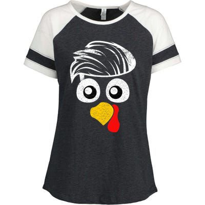 Funny Handsom Turkey Face, Hairstyle for Thanksgiving party Enza Ladies Jersey Colorblock Tee