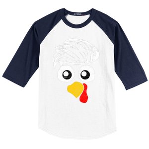 Funny Handsom Turkey Face, Hairstyle for Thanksgiving party Baseball Sleeve Shirt