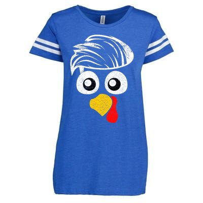 Funny Handsom Turkey Face, Hairstyle for Thanksgiving party Enza Ladies Jersey Football T-Shirt