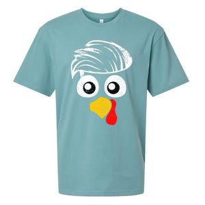 Funny Handsom Turkey Face, Hairstyle for Thanksgiving party Sueded Cloud Jersey T-Shirt