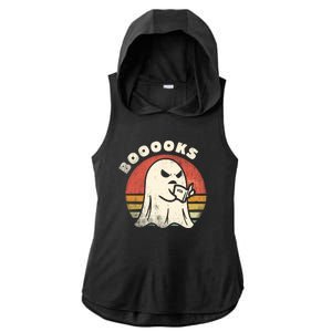 Funny Halloween Teacher Booooks Ghost Reading Book Ladies PosiCharge Tri-Blend Wicking Draft Hoodie Tank