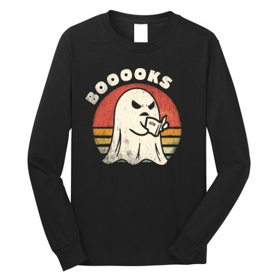 Funny Halloween Teacher Booooks Ghost Reading Book Long Sleeve Shirt