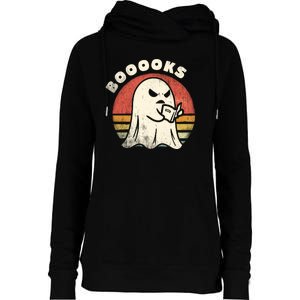 Funny Halloween Teacher Booooks Ghost Reading Book Womens Funnel Neck Pullover Hood