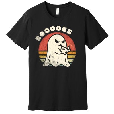 Funny Halloween Teacher Booooks Ghost Reading Book Premium T-Shirt