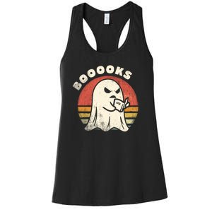 Funny Halloween Teacher Booooks Ghost Reading Book Women's Racerback Tank