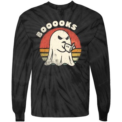 Funny Halloween Teacher Booooks Ghost Reading Book Tie-Dye Long Sleeve Shirt