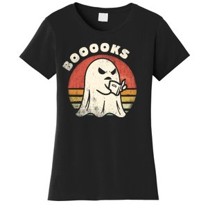 Funny Halloween Teacher Booooks Ghost Reading Book Women's T-Shirt