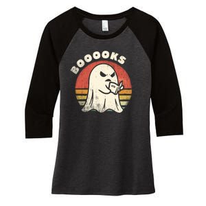 Funny Halloween Teacher Booooks Ghost Reading Book Women's Tri-Blend 3/4-Sleeve Raglan Shirt