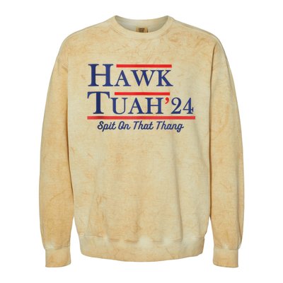 Funny Hawk Tuah 24 Colorblast Crewneck Sweatshirt