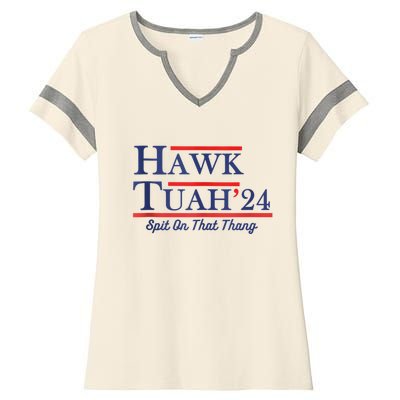 Funny Hawk Tuah 24 Ladies Halftime Notch Neck Tee