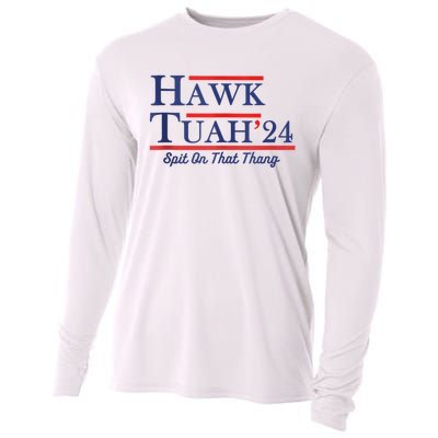 Funny Hawk Tuah 24 Cooling Performance Long Sleeve Crew