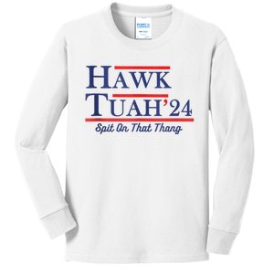 Funny Hawk Tuah 24 Kids Long Sleeve Shirt