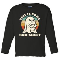 Funny Halloween This Is Some Boo Sheet Retro Costumes Ghost Toddler Long Sleeve Shirt