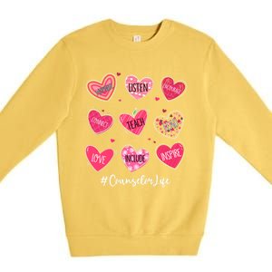 Funny Hearts Teach Love Inspire Counselor Life Valentines Gift Premium Crewneck Sweatshirt