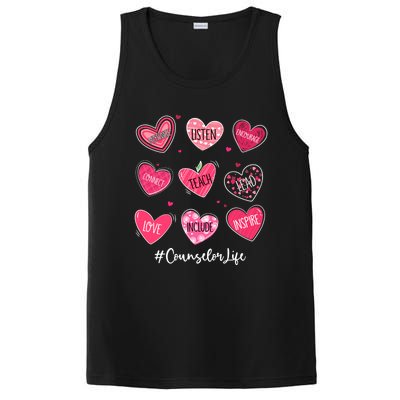 Funny Hearts Teach Love Inspire Counselor Life Valentines Gift PosiCharge Competitor Tank