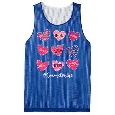 Funny Hearts Teach Love Inspire Counselor Life Valentines Gift Mesh Reversible Basketball Jersey Tank