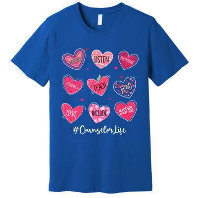 Funny Hearts Teach Love Inspire Counselor Life Valentines Gift Premium T-Shirt