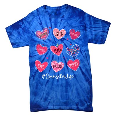 Funny Hearts Teach Love Inspire Counselor Life Valentines Gift Tie-Dye T-Shirt