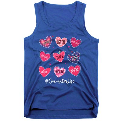 Funny Hearts Teach Love Inspire Counselor Life Valentines Gift Tank Top