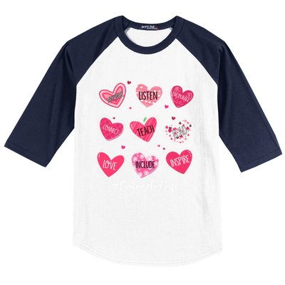 Funny Hearts Teach Love Inspire Counselor Life Valentines Gift Baseball Sleeve Shirt