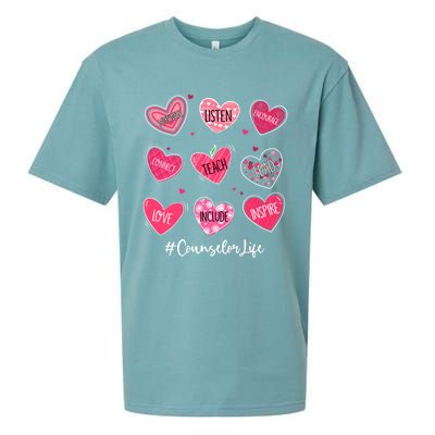 Funny Hearts Teach Love Inspire Counselor Life Valentines Gift Sueded Cloud Jersey T-Shirt