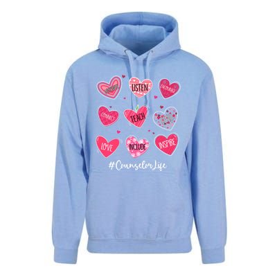 Funny Hearts Teach Love Inspire Counselor Life Valentines Gift Unisex Surf Hoodie