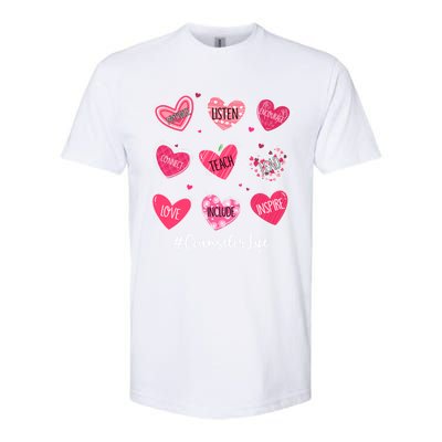 Funny Hearts Teach Love Inspire Counselor Life Valentines Gift Softstyle CVC T-Shirt