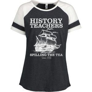 Funny History Teacher Saying Spilling Tea Since 1773 Teacher Enza Ladies Jersey Colorblock Tee