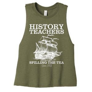 Funny History Teacher Saying Spilling Tea Since 1773 Teacher Women's Racerback Cropped Tank