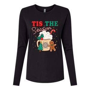 Festive Holiday Treats Christmas Tree Cake Gingerbread Santa Cookies Womens Cotton Relaxed Long Sleeve T-Shirt