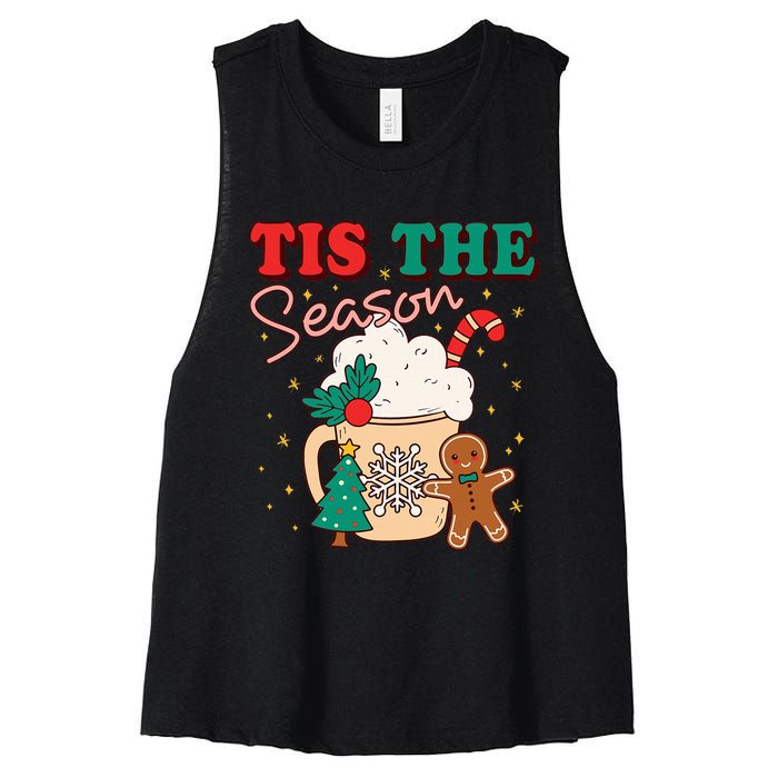 Festive Holiday Treats Christmas Tree Cake Gingerbread Santa Cookies Women's Racerback Cropped Tank