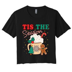 Festive Holiday Treats Christmas Tree Cake Gingerbread Santa Cookies Women's Crop Top Tee